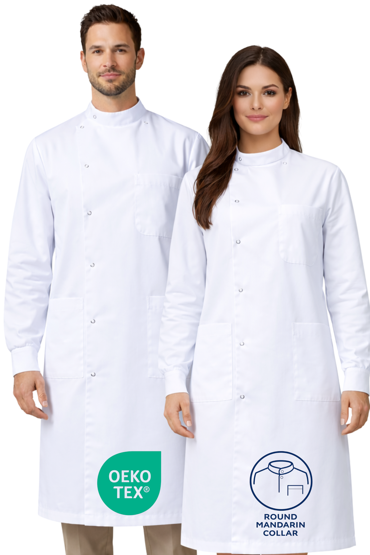 The Howie Lab Coat – 100% Cotton Stand Collar Professional Fit (MB001C)