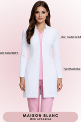 The Tailored Lab Coat - Notched Flat Neck Women's Slim Fit (MB003)