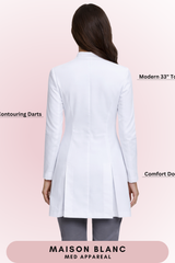 The Tailored Lab Coat - Notched Flat Neck Women's Slim Fit (MB003)